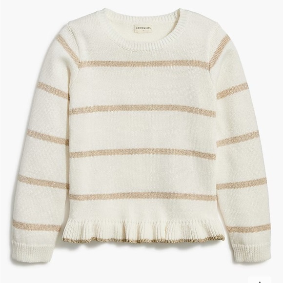 Crewcuts Other - Crewcuts Girls Striped Sparkle Ruffle Hem Sweater